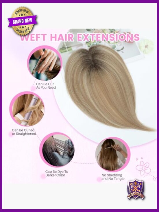 10-Inch Human Hair Topper for Thinning Hair, Handmade Swiss Base main image 6